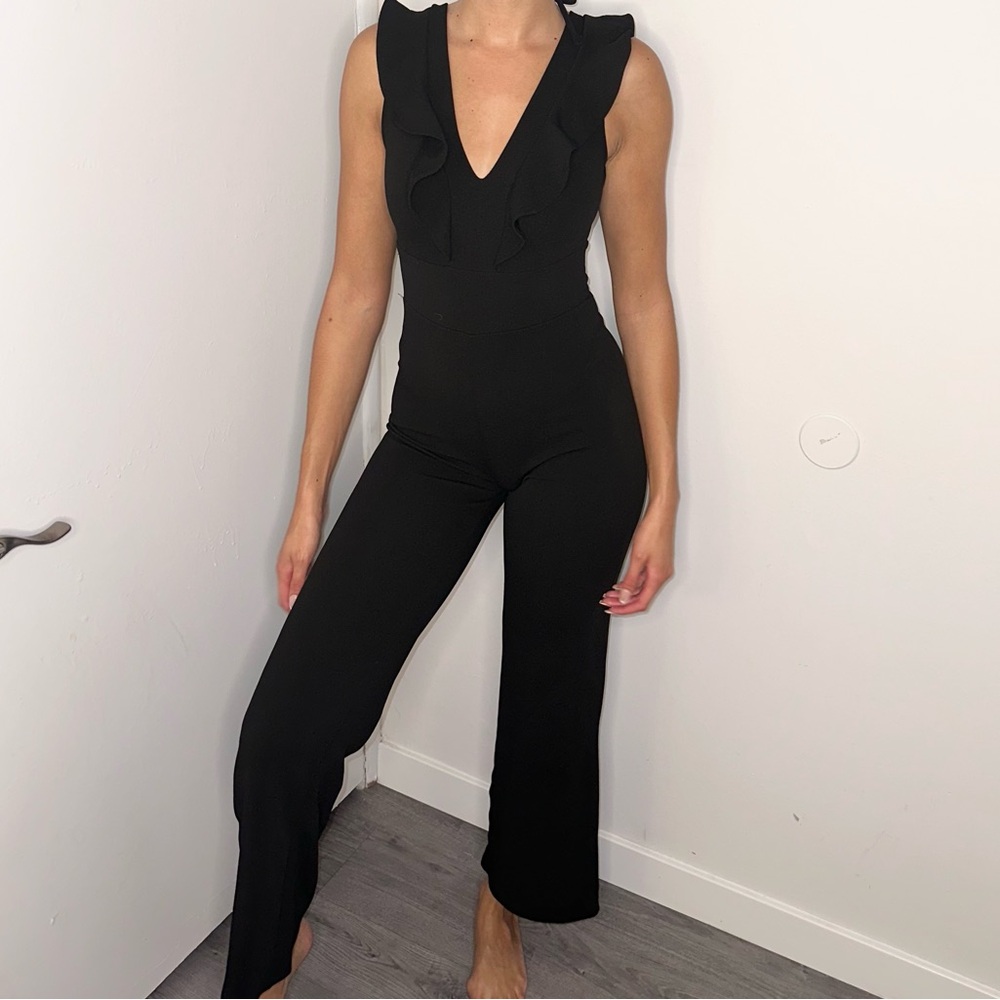 Almost Famous Black Ruffle Jumpsuit